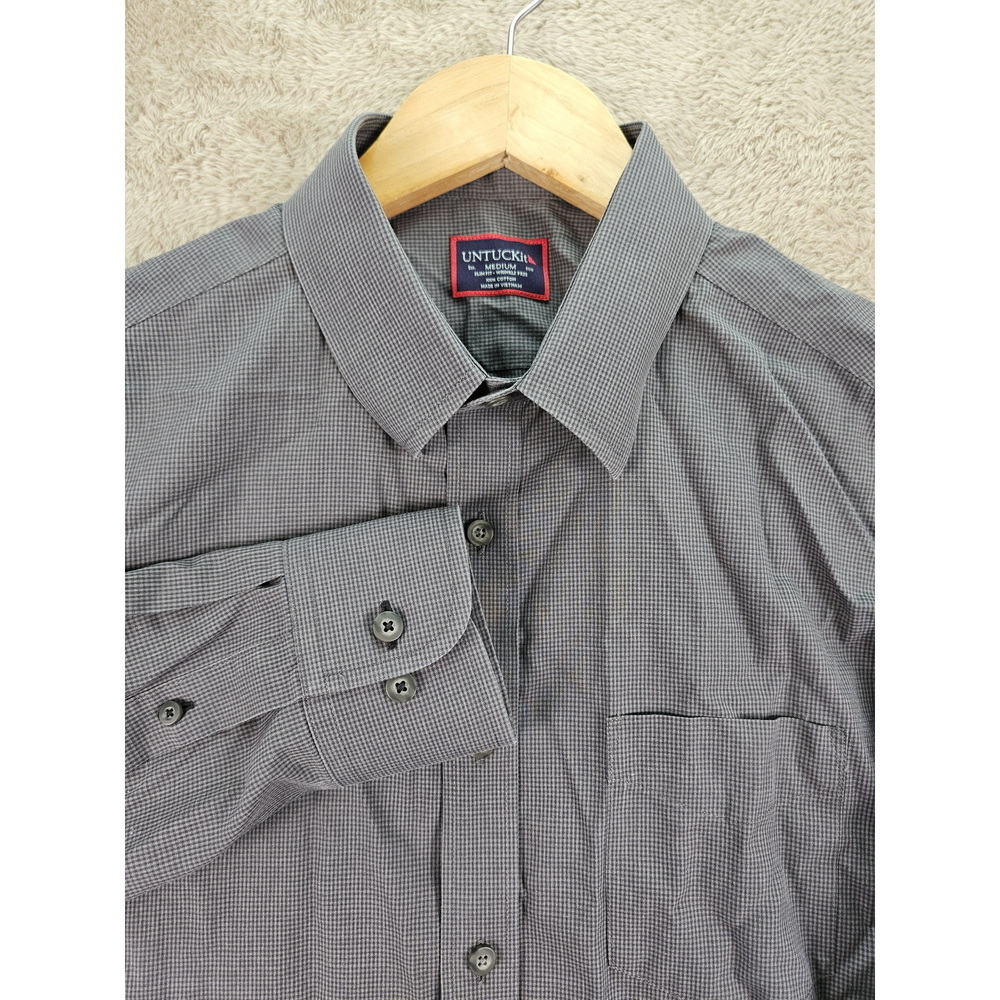 UNTUCKit Wrinkle Free Shirt Marcasin Slim Fit 100% Cotton Size M Long Sleeve But